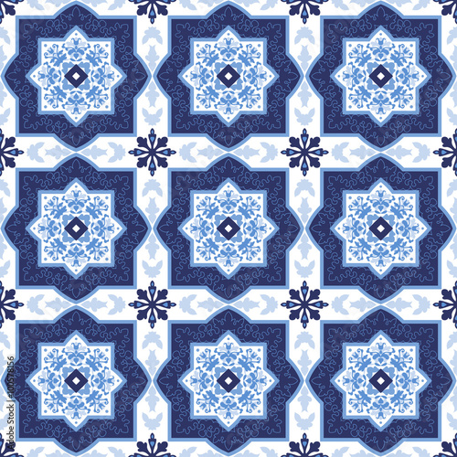 Portuguese azulejo tiles. Seamless patterns.