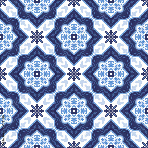 Portuguese azulejo tiles. Seamless patterns.