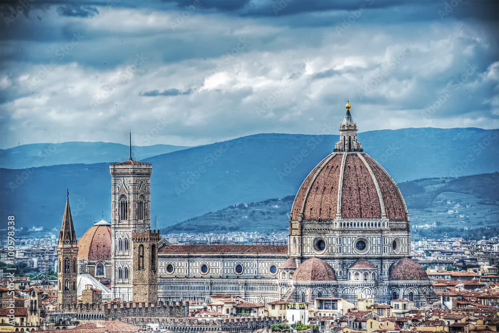 Panorama of Florence under a cloudy sky