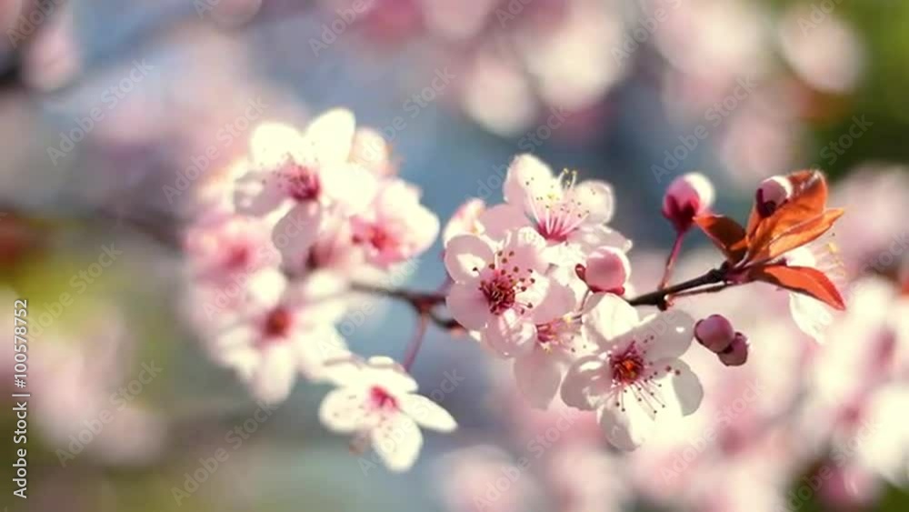 Circular closeup panoramic scene across blooming pink cherry branch on blur sunny background. Beautiful nature view of Japanese Sakura in springtime. Shallow dof. Slow motion full HD 1920x1080
Circular closeup panoramic scene across blooming pink cherry branch on blur sunny background. Beautiful nature view of Japanese Sakura in springtime. Shallow dof. Slow motion full HD 1920x1080