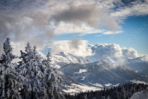 winter mountain landscape in the french Alps