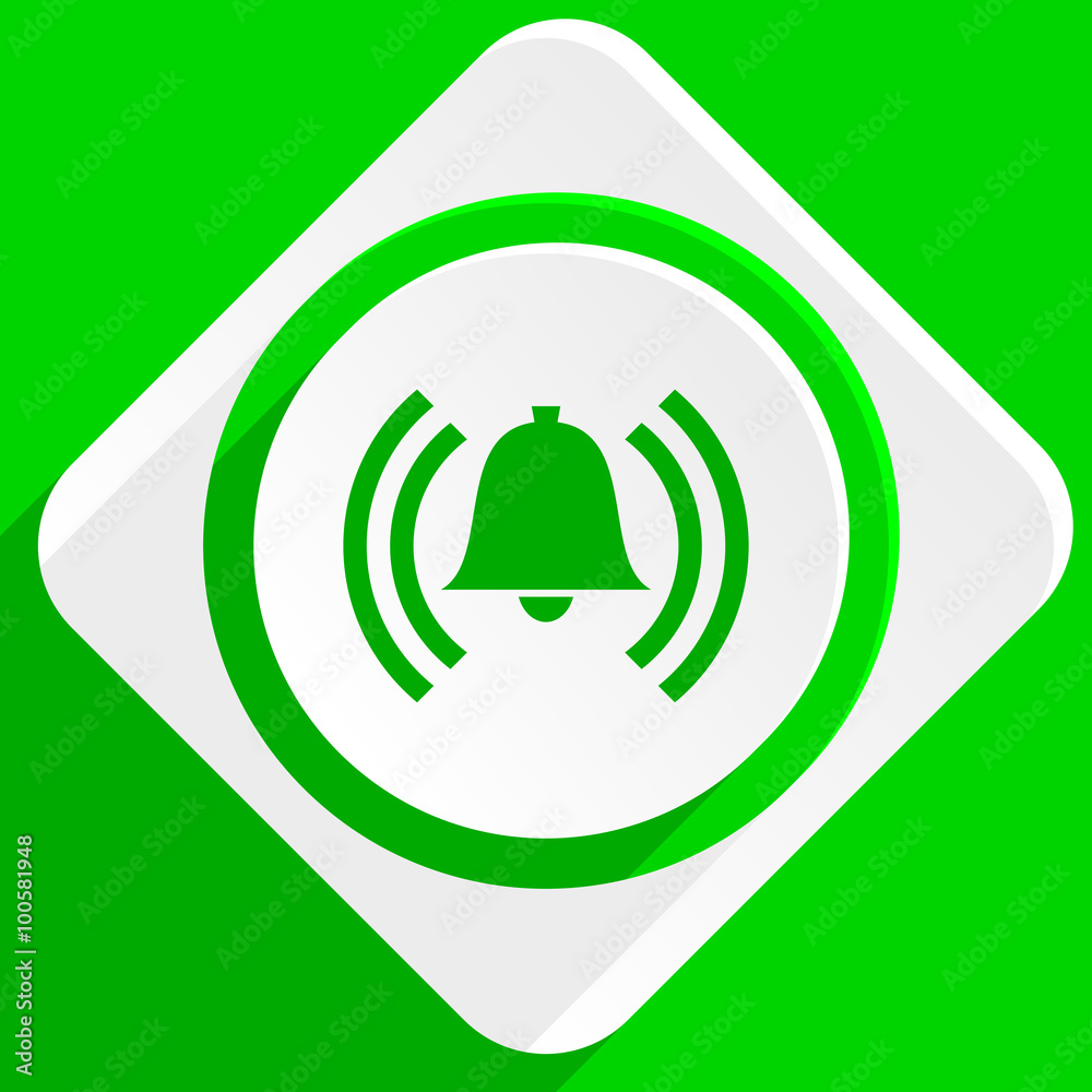 alarm green flat icon
