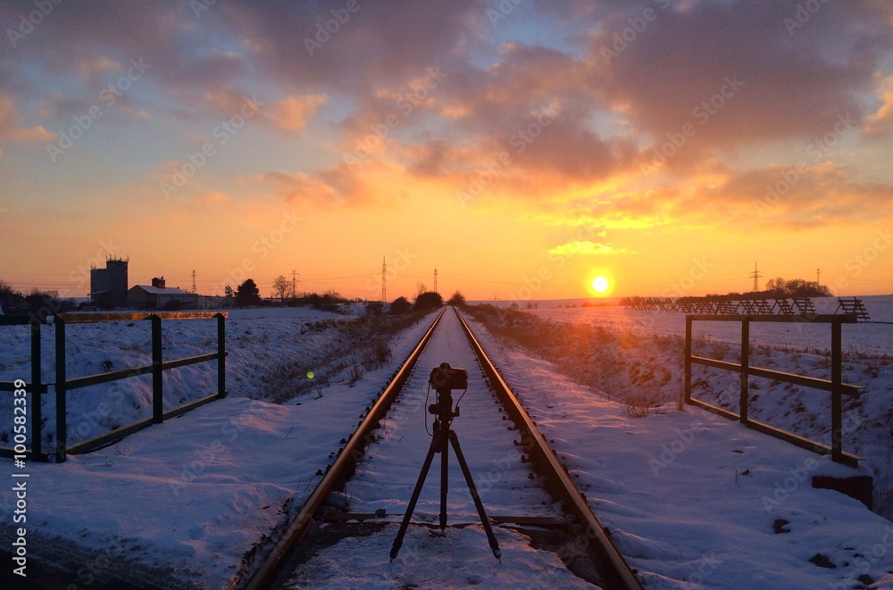 Symmetry - Landscape with railroad tracks