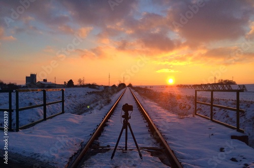 Symmetry - Landscape with railroad tracks