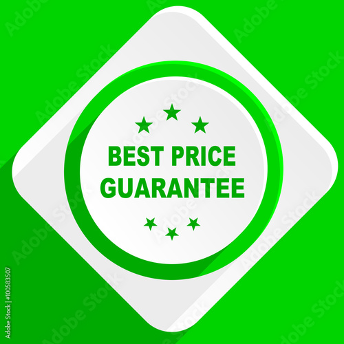 best price guarantee green flat icon