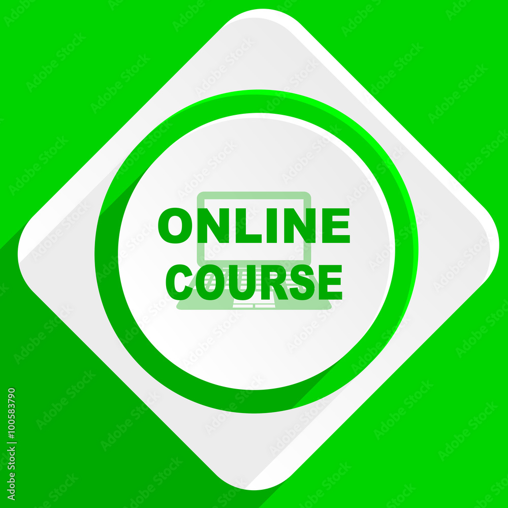 online course green flat icon online course green flat icon