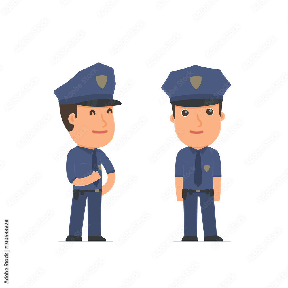 Happy Character Officer standing in relaxed pose