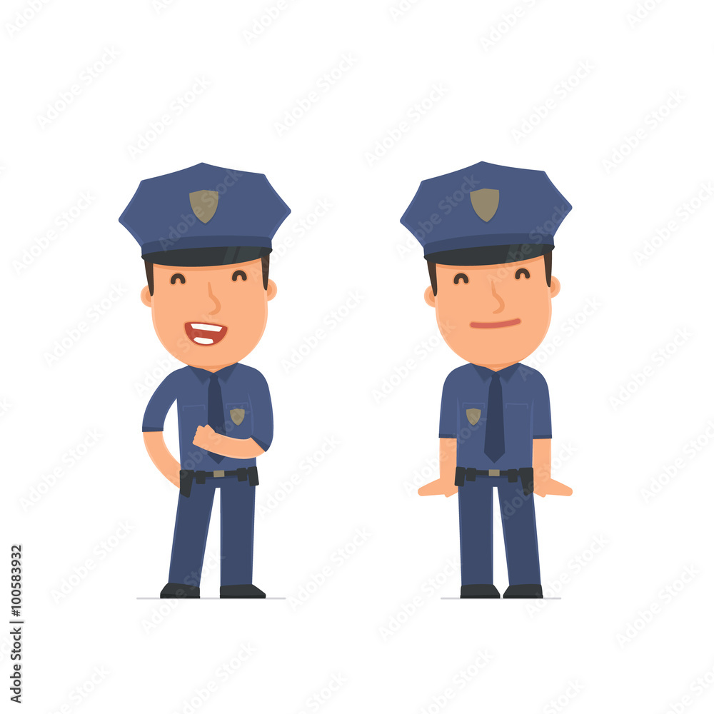 Funny Character Officer in confident and shy poses Funny Character Officer in confident and shy poses