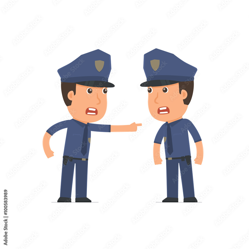 Angry Character Officer abuses and accuses his companion Angry Character Officer abuses and accuses his companion