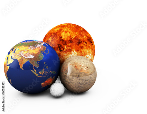 Fototapeta Naklejka Na Ścianę i Meble -  3D planets in the white background