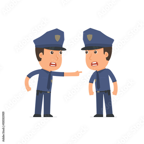 Angry Character Officer abuses and accuses his companion
