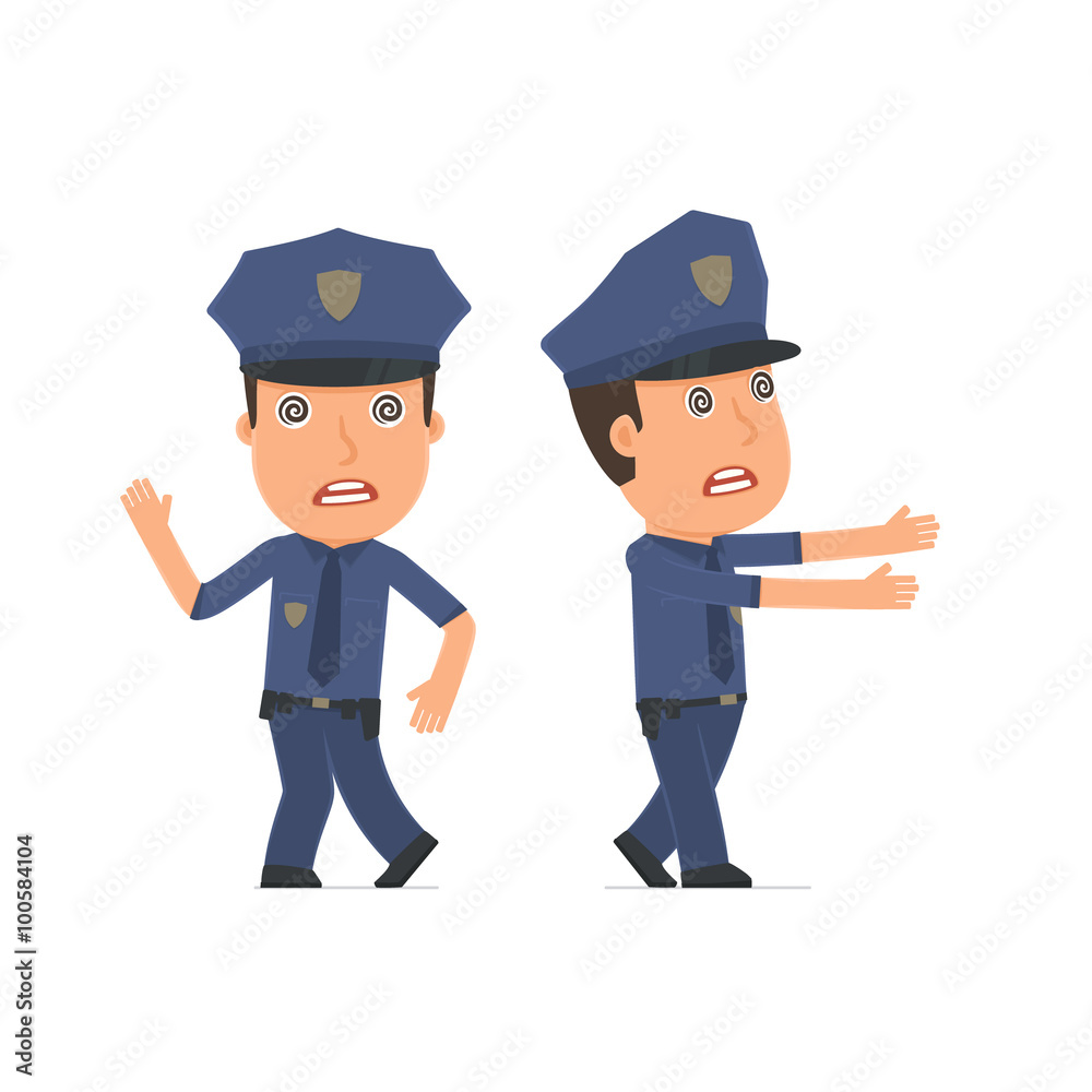 Crazy and Deranged Character Officer in strange pose under hypno Crazy and Deranged Character Officer in strange pose under hypno