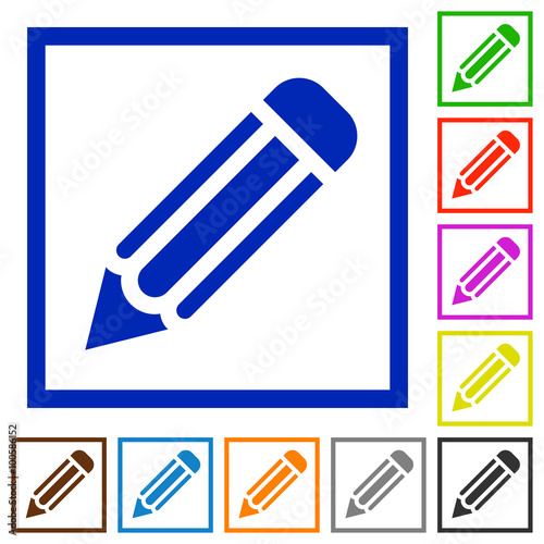 Pencil framed flat icons