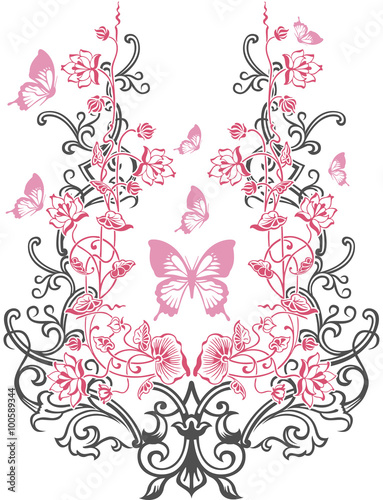 Butterfly abstract art design plant vector