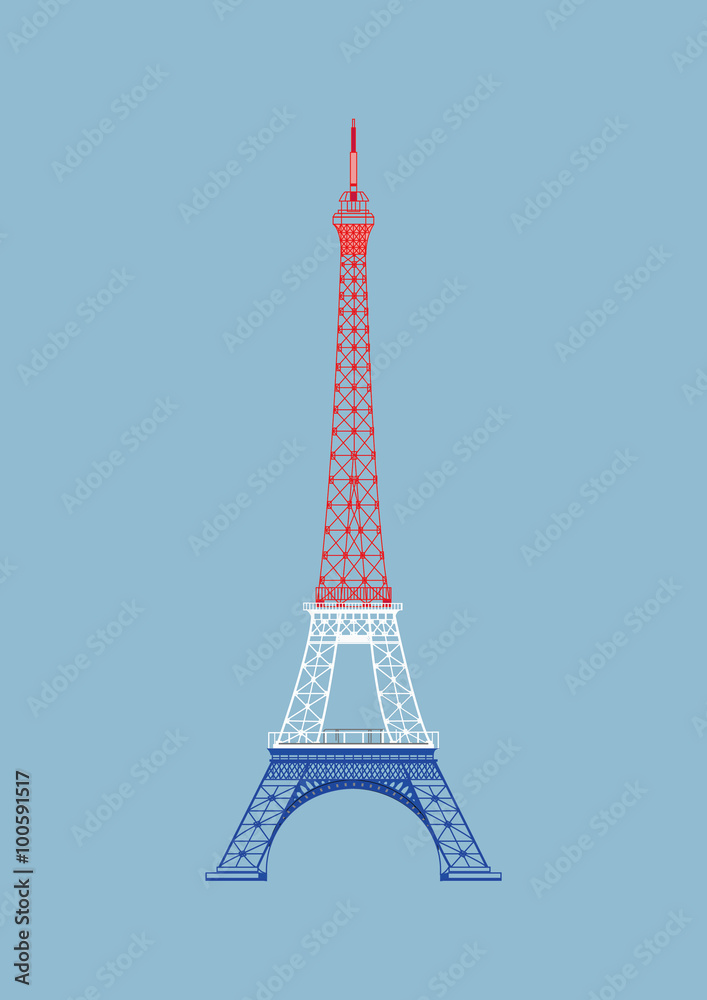 vector Eiffel Tower with nice background light blue