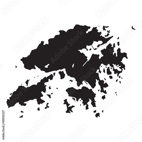 black map of Hong Kong