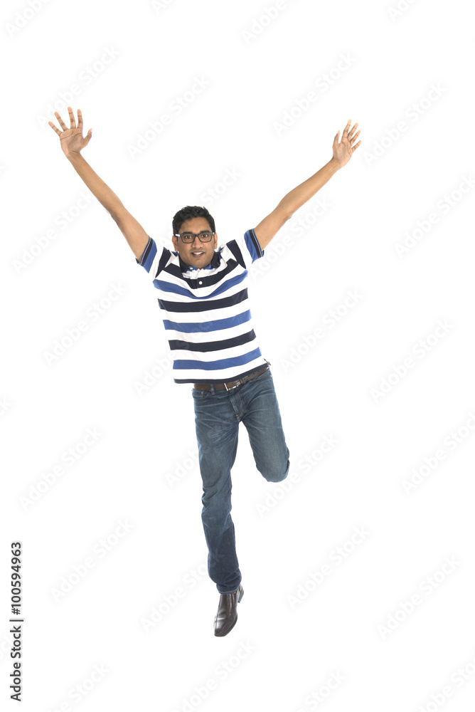indian male jumping in joy indian male jumping in joy