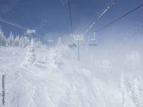 Ski Resort Terrain on Sunny Winter Day