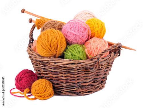 Basket with yarn  photo