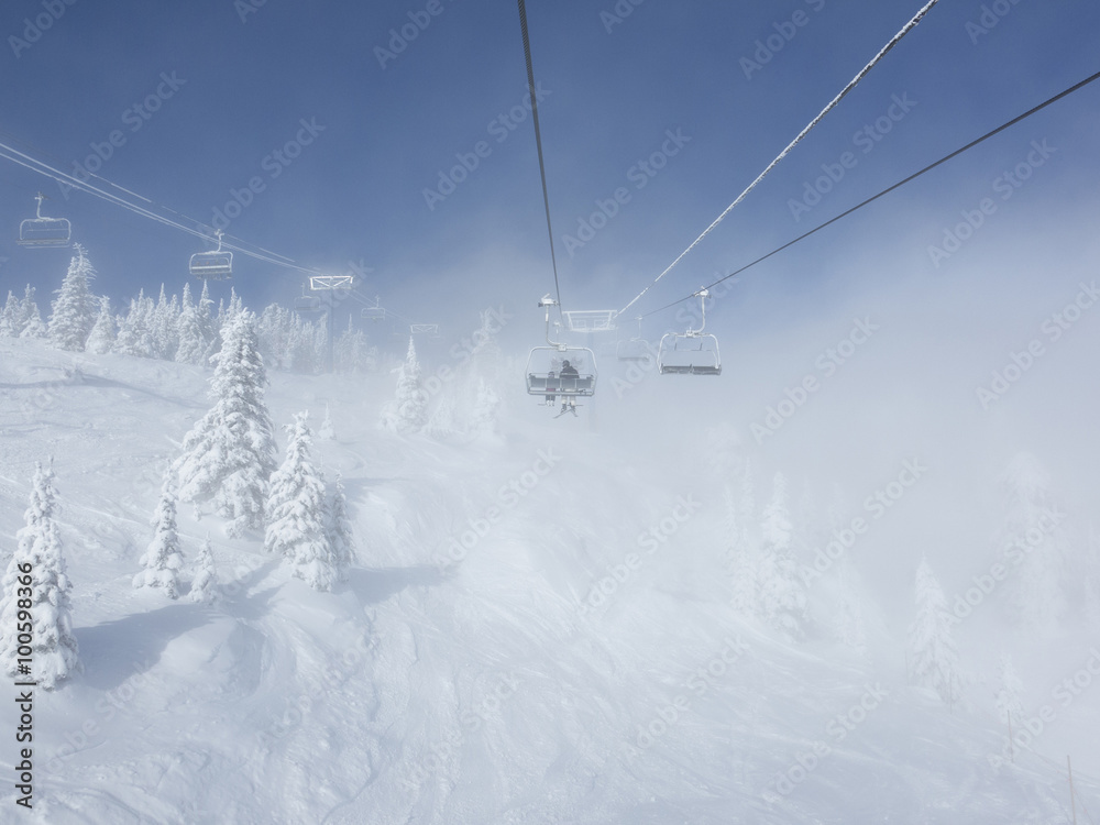 Ski Resort Terrain on Sunny Winter Day