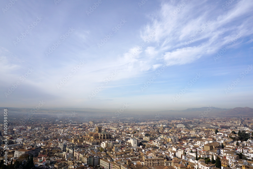 Bird eye view of Granada old town