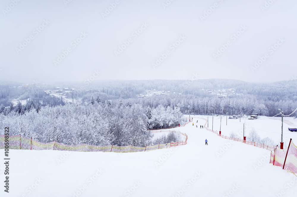 Ski track in winter park