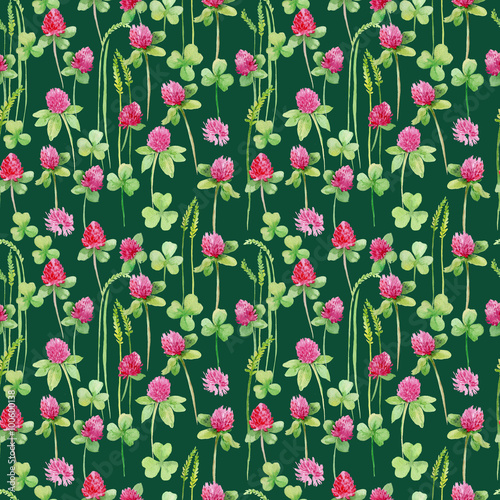 seamless pattern .Watercolor drawing,flowers of clover