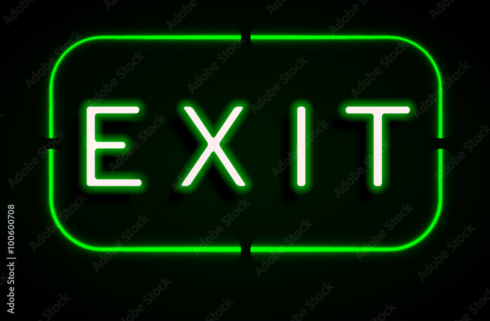 Neon banner on text exit background Neon banner on text exit background