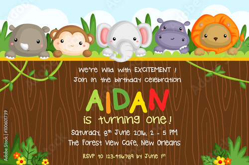 Canvas Print Forest Animal Birthday Card