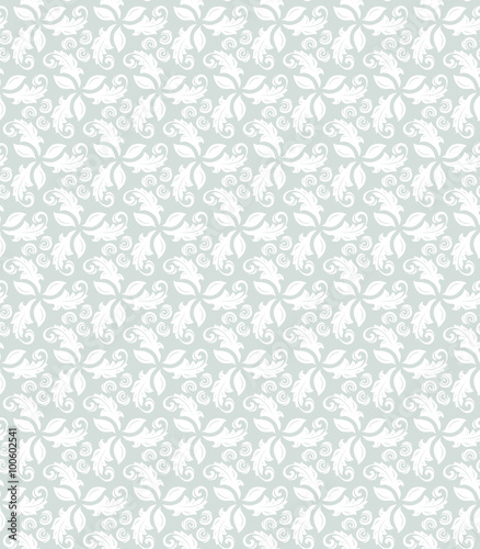 Floral ornament. Seamless abstract pattern with fine light blue and white ornament