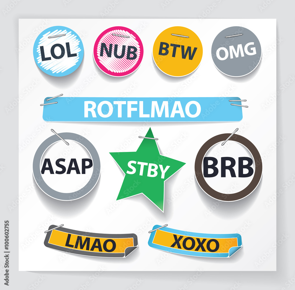 Set of internet acronyms as labels.EPS10. Stock Vector | Adobe Stock