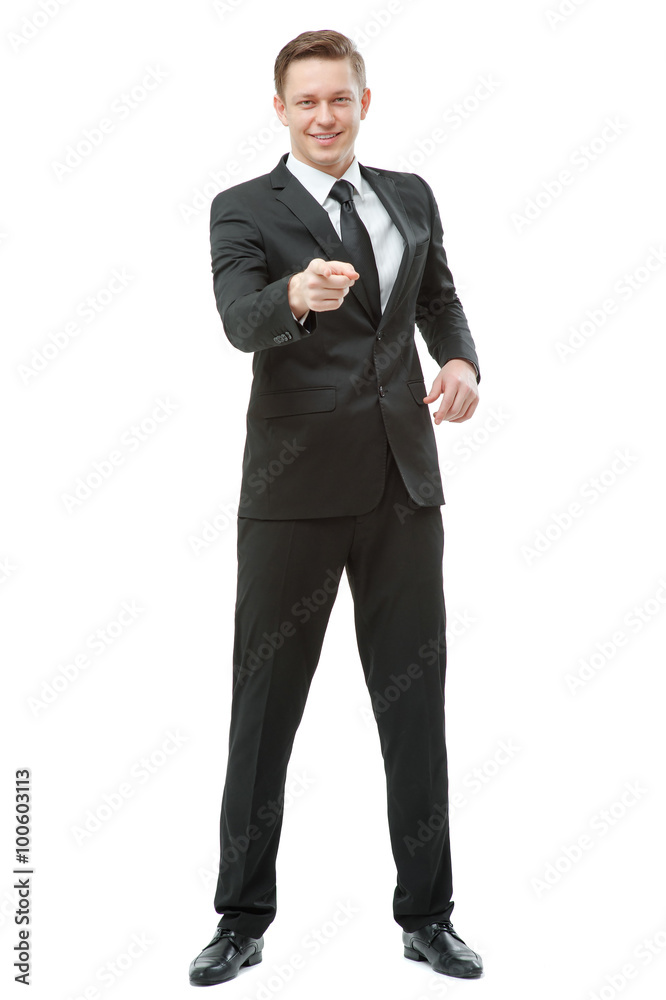Confident young businessman pointing you Confident young businessman pointing you