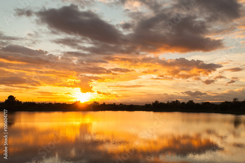 colorful dramatic sky with cloud at sunset