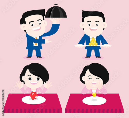 What a surprise! / A boyfriend give his gril friend a big surprise.