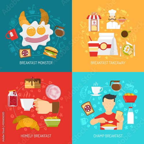 Breakfast Concept Icons Set 