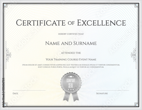 Certificate template in vector for achievement graduation comple photo