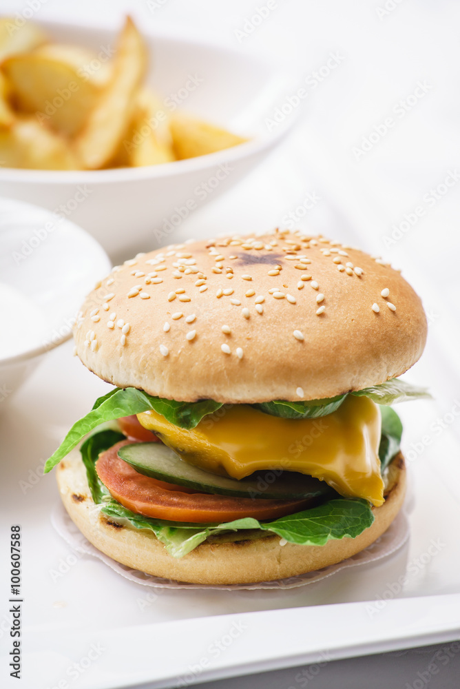 cheeseburger with potato