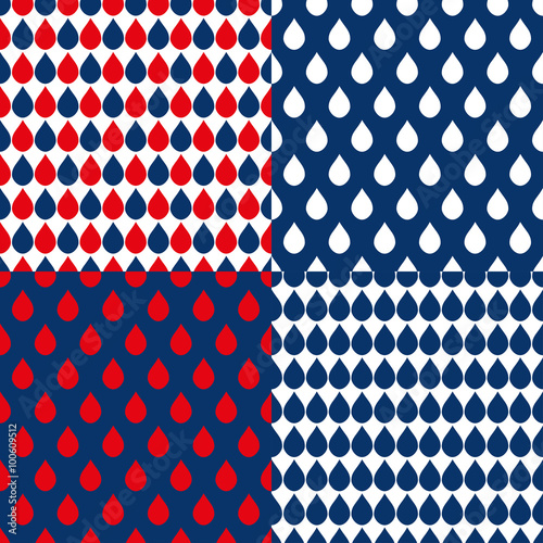 Navy Blue Red Water Drops B...