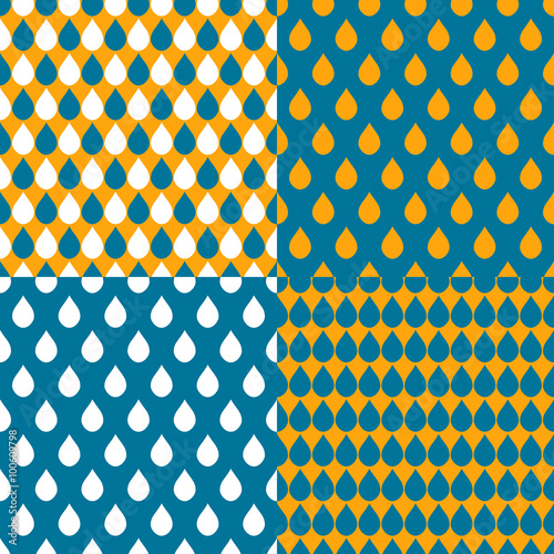 Set Orange Blue Water Drops...