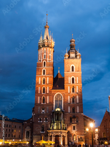 St Mary's Basilica in Krakow by night