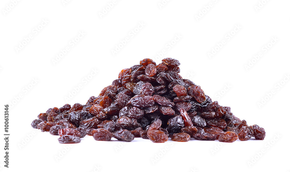 Fototapeta premium Dried raisins on a white background