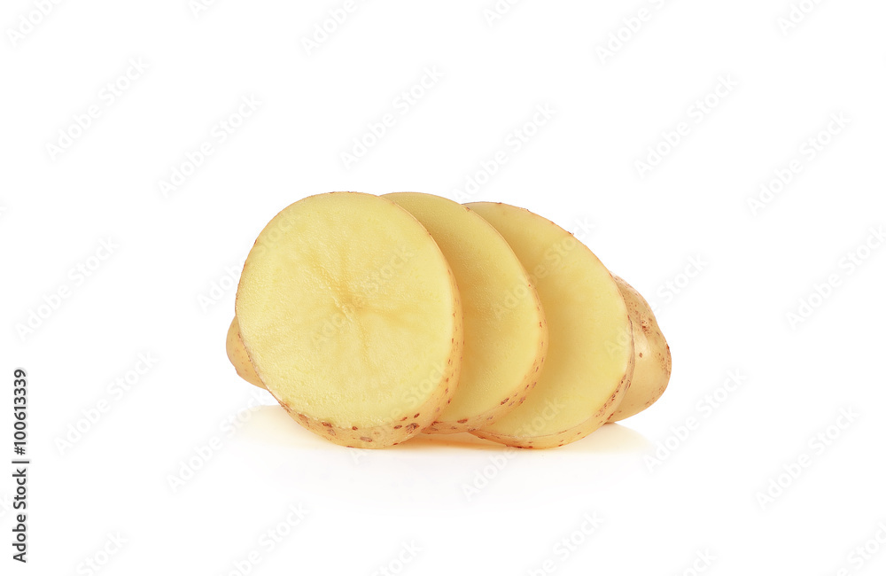 Sliced potatoes on white background Sliced potatoes on white background