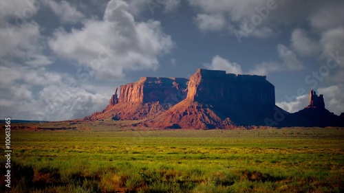 Monument Valley Mesas with Background Clouds in Time lapse