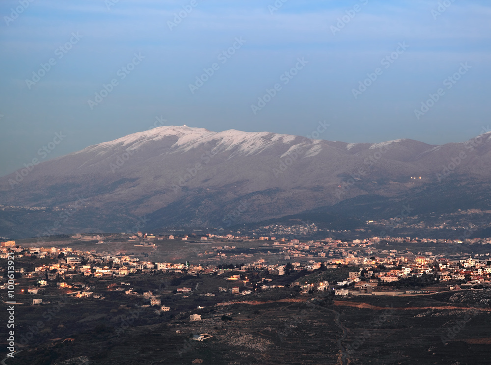 Southern Lebanon at Dusk, with Mt Hermon