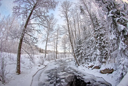 Frozen stream in forest © Teemu Tretjakov