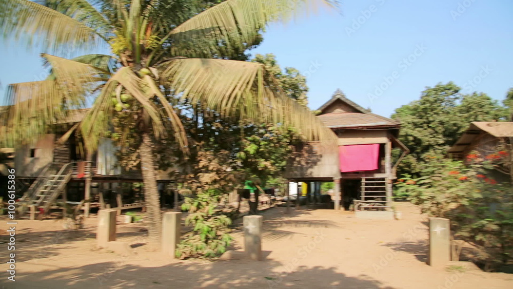 Cambodian tranquil village houses in rural life Cambodian tranquil village houses in rural life