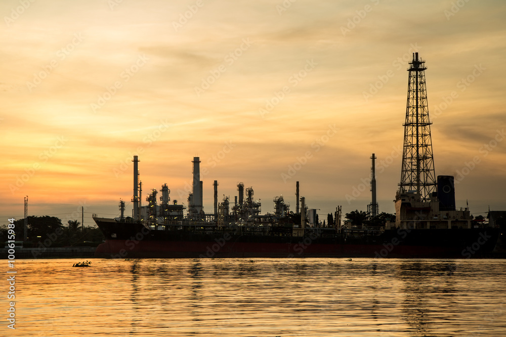Oil refinery or petrochemical industry at before sunrise in thai