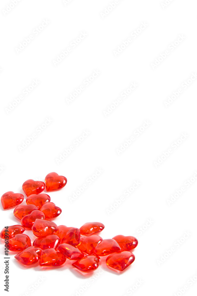 Scarlet little hearts on a white background Scarlet little hearts on a white background