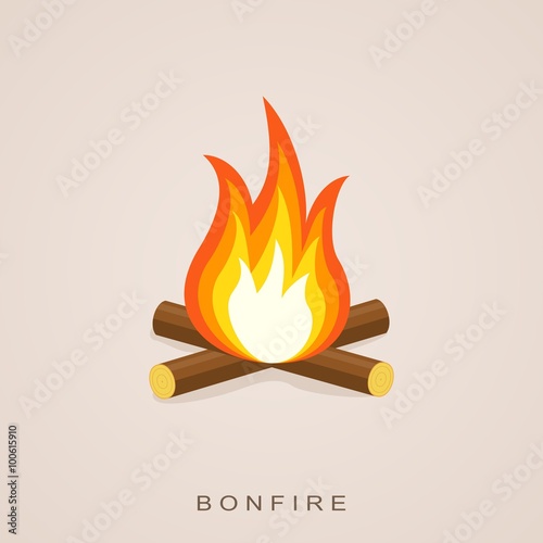 Bonfire with firewood. Fector Illustration