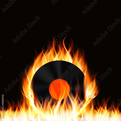 Abstract Music Background with Fire Vector Illustration
